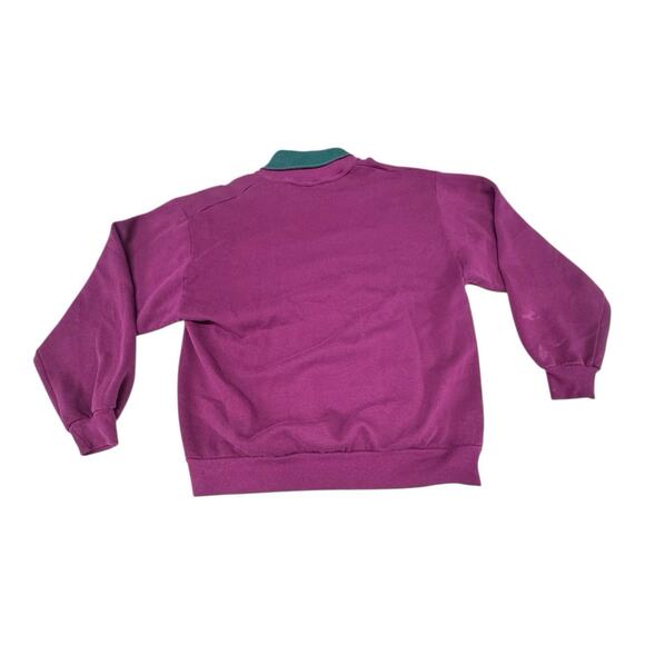 Vintage Gopher Sport Large Purple Floral French Scripts Turtleneck Sweatshirt - Picture 10 of 10